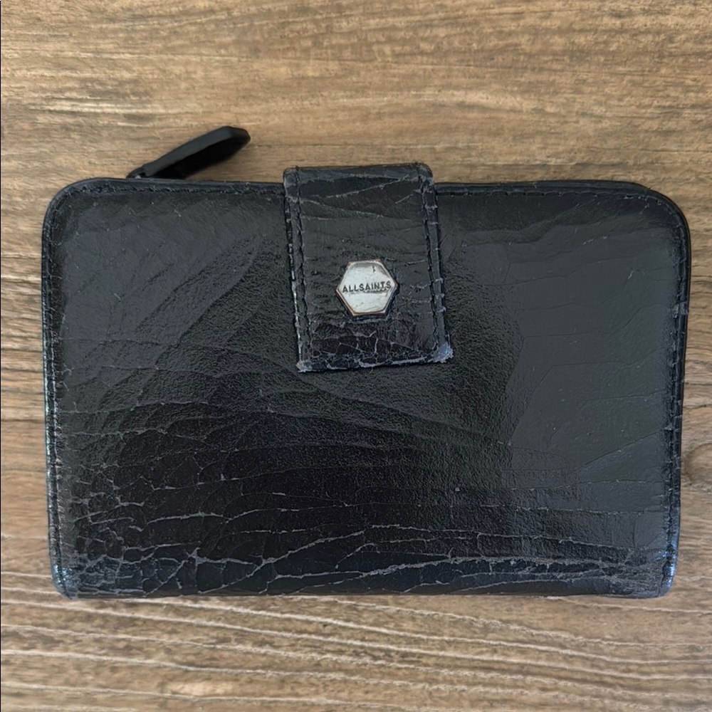 All Saints Black Leather Wallet